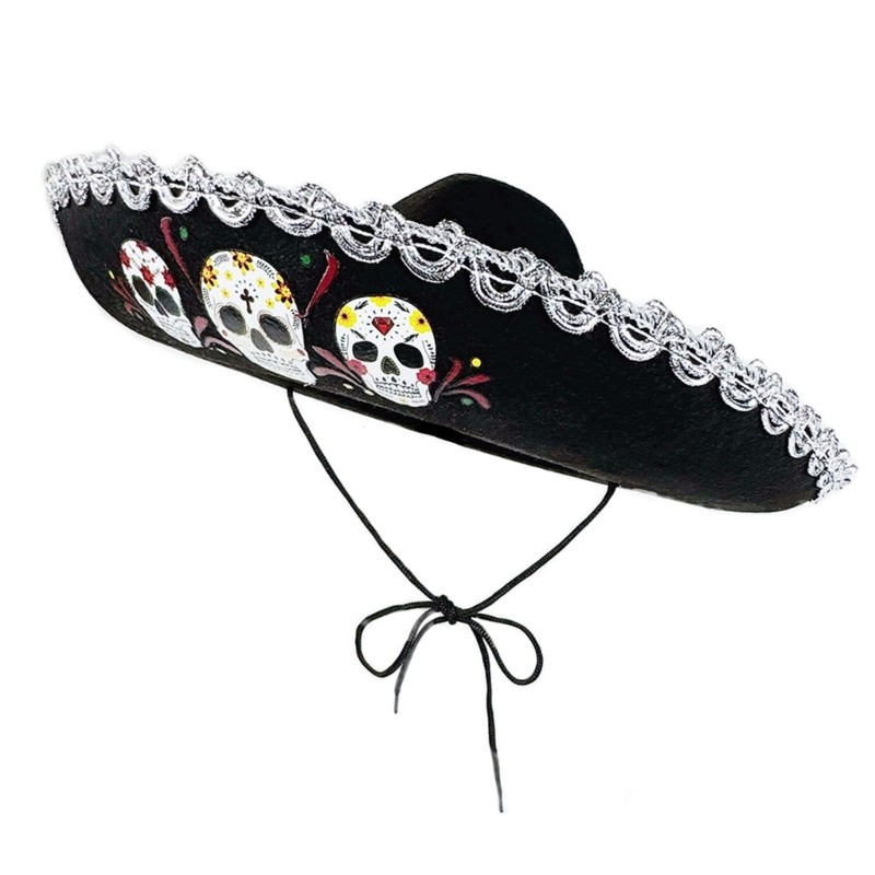 DASBSUG Mũ Mexico sành điệu dành cho trẻ em có họa tiết đầu lâu Dia De Muertos Mũ dành cho kỳ nghỉ gia đình và ngoài trời