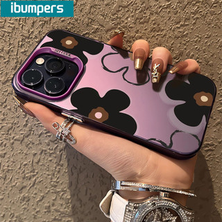 ibumpers Ốp Lưng IPhone Đơn Giản Đẹp Họa Tiết Hoa Đen Ốp Điện Thoại IMD Cứng Trơn Chống Bẩn Chống Sốc Cho IPhone 16 15 14 12 13 11 Pro Max