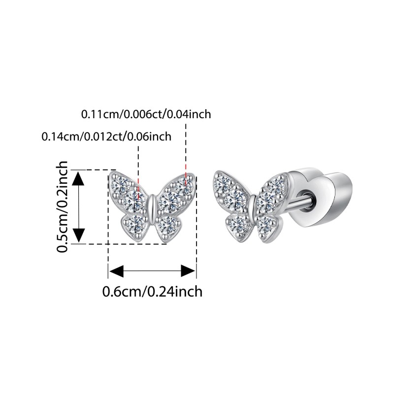 Bamoer 925 Sterling Sliver Bông Tai Bướm Moissanite Trang Sức Quà Tặng Cho Nữ