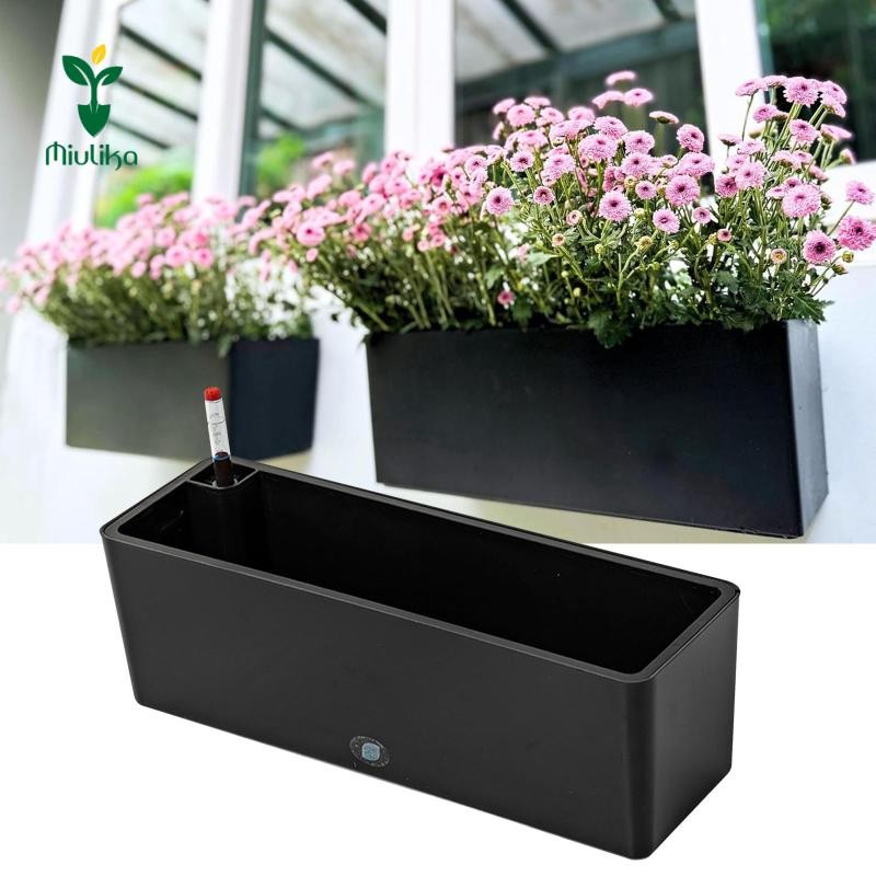 Miulika Hình Chữ Nhật Tự Tưới Cây Chậu Trang Trí Chậu Cây Hai Lớp Hộp Cửa Sổ Cho Cây Trong Nhà