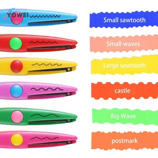 YOWEI 6 Cái / bộ Kéo Họa Tiết Sóng Máy Cắt Giấy DIY Dụng Cụ Thủ Công Giấy Thủ Công Thẻ Ảnh Kéo Trẻ Em Quà Tặng Đồ Dùng Văn Phòng VN