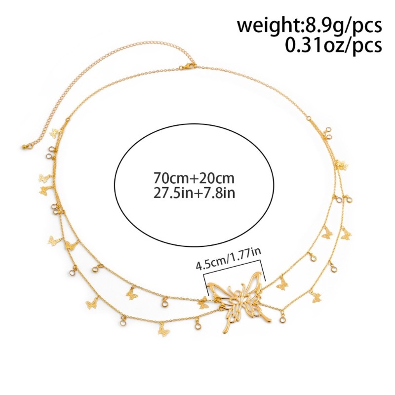 Jenniferab Hai Lớp Dây Thắt Lưng Trang Trí Cho Nữ Với Charm Bướm Thanh Lịch