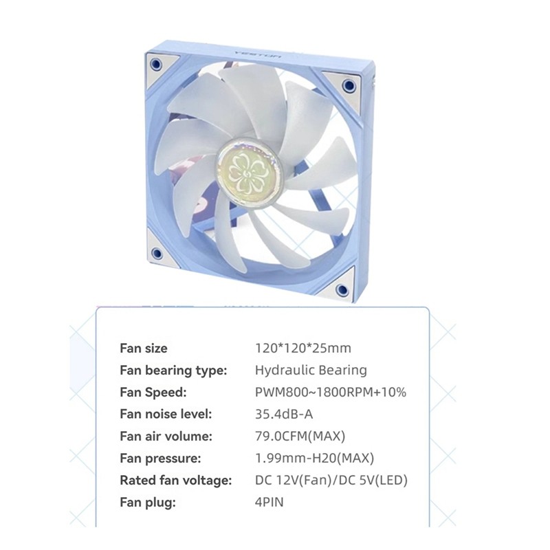 Quạt làm mát PC YESTON YT-120 800-1800 RPM Tốc độ quay A