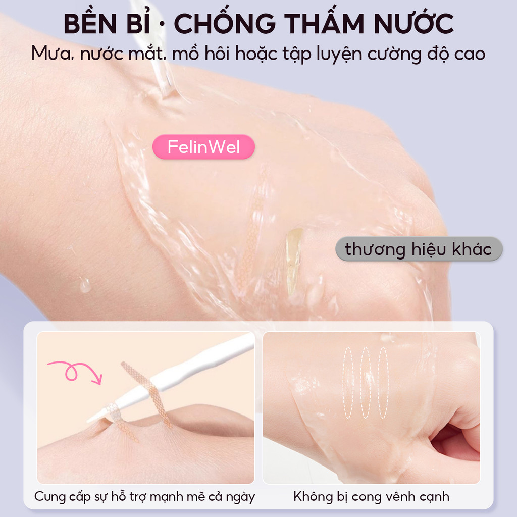 FelinWel - Miếng Dán Mí Vô Hình Không Thấm Nước Lâu Trôi, Dành Cho Mắt Sụp Mí, Tự Dính, Có 2 Loại, Kèm Dụng Cụ