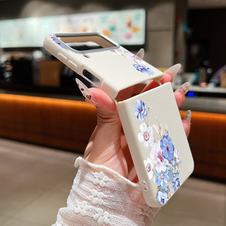Ốp Họa Tiết Hoa Cho Samsung Galaxy Z Flip6 Flip5 Flip4 Flip3 Flip 6 5 4 3 5G Họa Tiết Da Mềm TPU Gấp Điện Thoại
