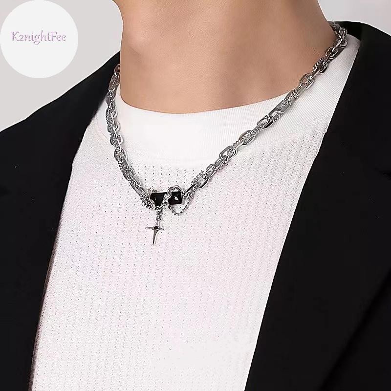 K2nightfee Đá Quý Đen Vòng Cổ Unisex Thiết Kế Thiểu Số Nhiều Lớp Cuộn Dây Cảm Giác Cao Cấp Xương Đòn Dây Chuyền Ngọt Ngào Mát Vòng Cổ Trang Sức VN