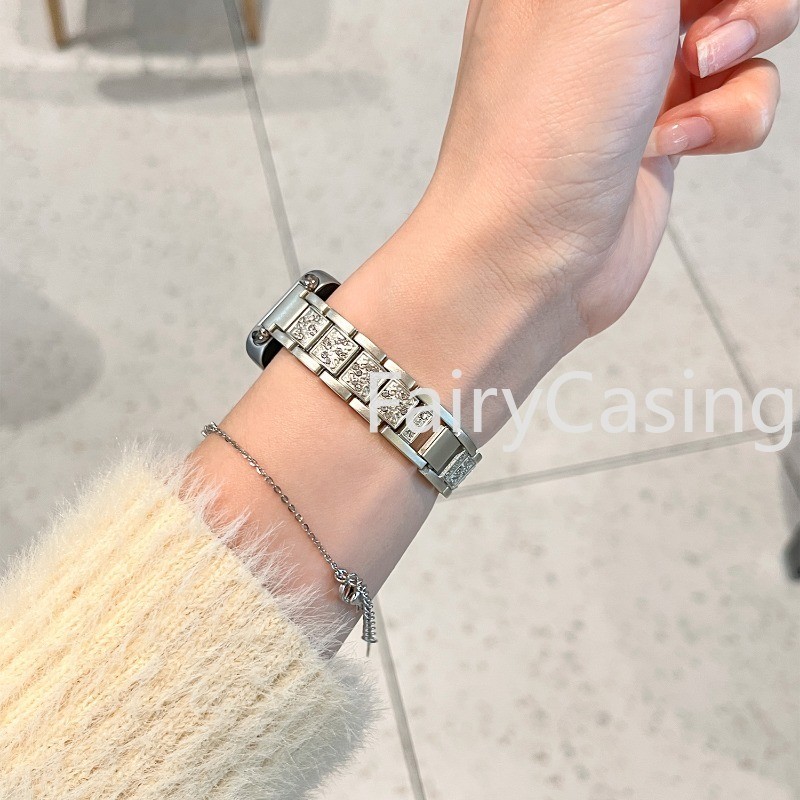 Vòng tay bằng thép không gỉ đính kim cương cho Huawei Band 11 Pro 10 9 8 7 6 / Honor Band 8 7 Design Sleek Phong cách kim loại