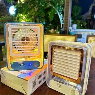 Quạt Hơi Nước Mini Để Bàn - Quạt Phun Sương Sạc Tích Điện Trong Suốt 3 Cấp Độ Gió, Cảm Ứng NANO - Trường An VN