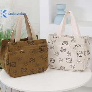 Kudosation Phim hoạt hình dễ thương In vải nhung Túi xách đa năng Nhân viên văn phòng Bữa trưa Túi Tote Bento