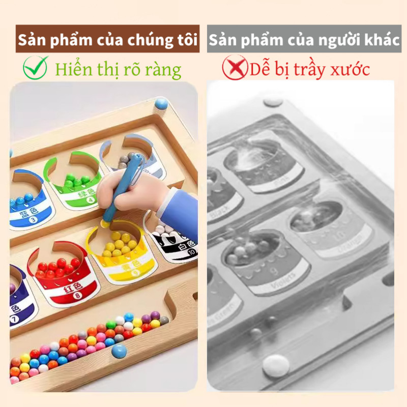 【SKISOPGO】Bảng Gỗ Mê Cung Montessori Nam Châm Giúp Bé Học Số Đếm và Phân Biệt Màu Sắc Mới Mẻ