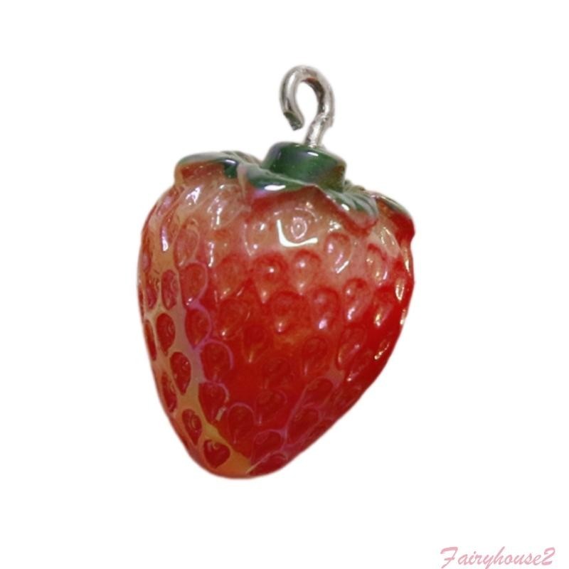 Ff Ngọt Ngào Hình Dâu Trang Sức Hạt Nhựa Mặt Dây Chuyền Làm Đồ Trang Sức Handmade