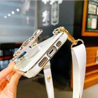 Ốp lưng OPPO A6 Pro 5G 4G 2025 Vỏ điện thoại mạ điện 6D dễ thương thời trang mới OPPO A6Pro có giá đỡ phi hành gia Dây đeo chéo dài cho bé gái