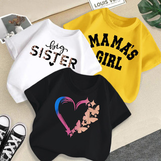 2024 Love Sister Letter In Áo thun trẻ em mùa hè - Trang phục ngắn tay cho bé gái In thời trang & Cơ bản