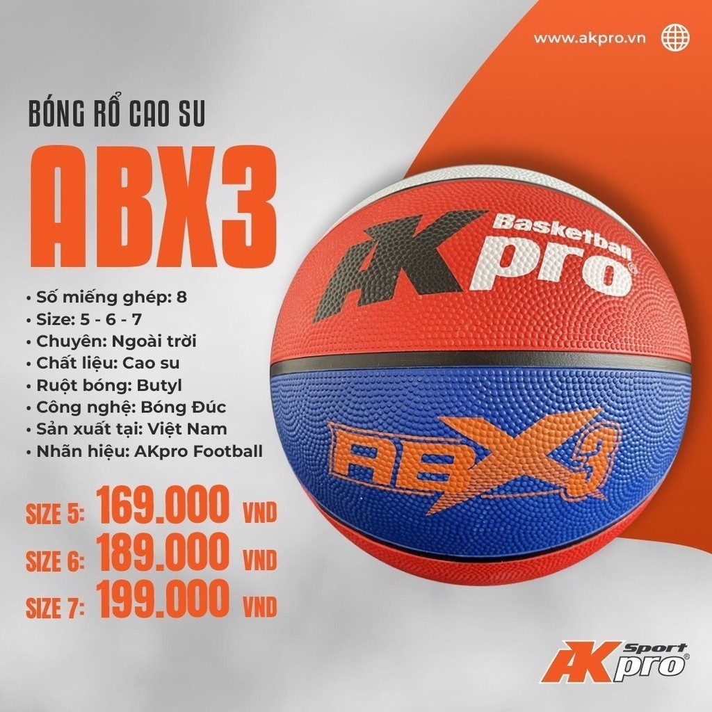 Quả Bóng rổ AKpro ABX3 Chính hãng tiêu chuẩn thi đấu Full size | Shopee ...