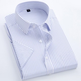 Áo sơ mi ngắn tay nam mùa hè Chất lượng cao Mềm mại thoải mái Công sở Áo sơ mi sọc nam Slim-fit Áo sơ mi ngắn tay thoáng khí Ve áo