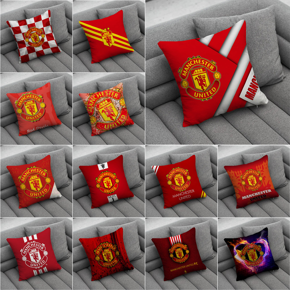 Manchester United FC Logo Ném Gối In Một Mặt Gối Phòng Khách Sofa Xe Quà Tặng Đệm Quà Tặng Trẻ Em Quà Tặng (Không Có Lõi)
