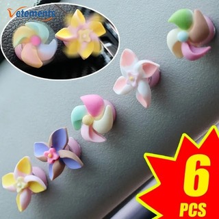 6 Chiếc Ô Tô Nhỏ Cối Xay Gió Trang Trí - Đa Năng Tự Động Bảng Điều Khiển Gương Chiếu Hậu Nhựa Xoay Được Cối Xay Gió Nhỏ - DIY Phụ Kiện Trang Trí