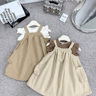 S41-[tomnaukid] Set áo viền bèo phối váy thô bèo bí ngô cho bé gái - Size 9-30Kg