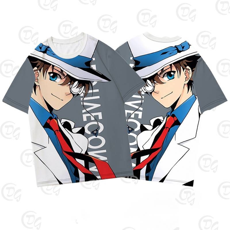 YT2 Thám Tử Lừng Danh Conan Kid the Phantom Thief Vải Cosplay 3D Mùa Hè Áo Thun Cho Trẻ Em Anime Tay Ngắn Top TY2