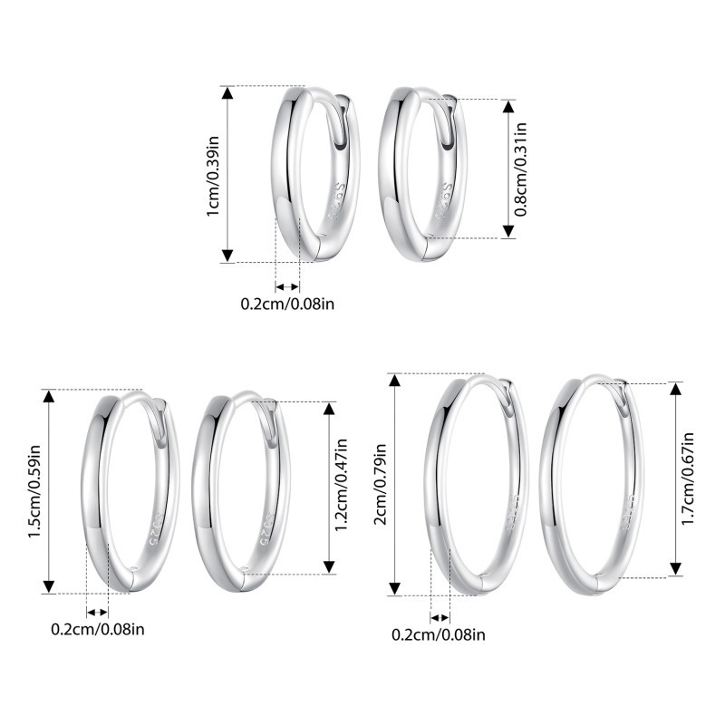 Bông tai vòng bạc Bamoer 925 Sterling Quà tặng trang sức tối giản cho nữ