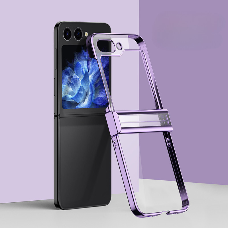 Ốp Điện Thoại Mạ Điện Trong Suốt Cho Samsung Galaxy Z Flip 6 5 4 3 Flip6 Flip5 Flip4 Flip3 Bản Lề Bảo Vệ Chống Sốc