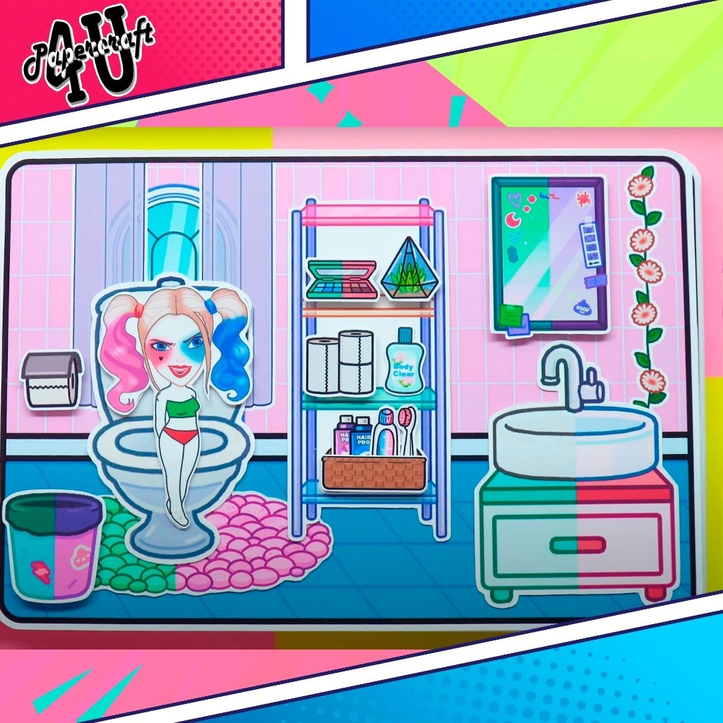 ĐỒ CHƠI NGÔI NHÀ BÚP BÊ GIẤY CẮT THỦ CÔNG DIY - TOCA LIFE WORLD -  MẪU TA26 - HARLEY QUINN