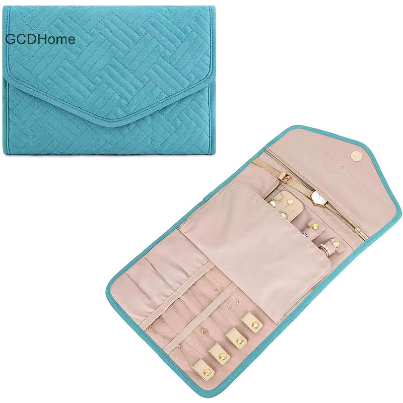 Gcdhome Có Thể Gập Lại Hộp Trang Sức Cuộn Du Lịch Trang Sức Tổ Chức Di Động Cho Hành Trình Bông Tai Vòng Cổ Thổ Cẩm Túi Bảo Quản HOT