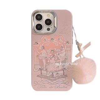 Ballerina Laser Hồng Vỏ iPhone 15 14 13 12 11 Pro Max 14 15 Plus Apple iPhone Case có dây đeo tóc Y2K Girl