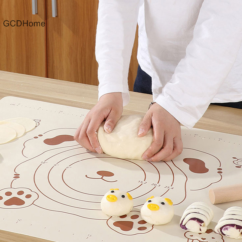 Thảm làm bánh ngọt silicon Gcdhome chống dính, cán bột có thước đo, dùng nướng pizza