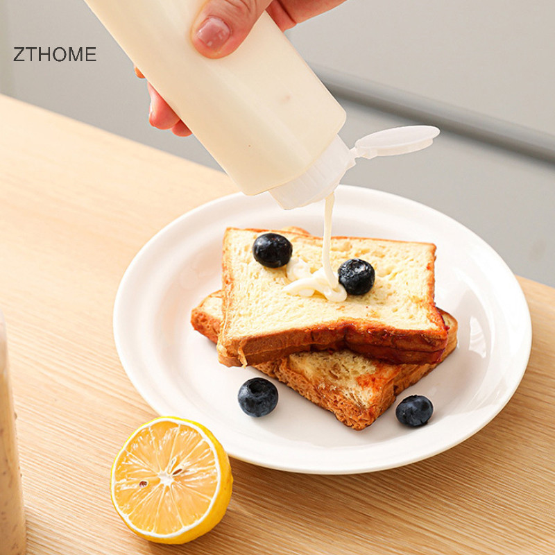 Zthome 200 / 300ml Gia Vị Bóp Chai Cà Chua Mù tạt Chai Trong Suốt Mayonnaise Mật Ong Hộp Đựng Nước Sốt Nóng