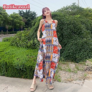 Váy maxi nữ không tay phong cách cổ điển dân tộc cổ chữ V dáng rộng Váy Cotton mỏng chữ A 2025 mùa hè mới Váy dáng rộng
