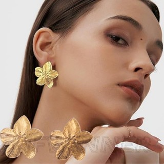 Bông tai Dangle hoa - Màu vàng, Họa tiết - Cho đám cưới, Trang phục dự tiệc - Phụ kiện trang sức - Bông tai thả năm cánh hoa - Cổ điển kiểu Pháp, phóng đại