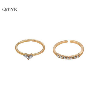 Nhà Máy Thời Trang 2 Chiếc Nhẫn Trái Tim Thời Trang Cho Nữ Bé Gái Mở Đầu Có Thể Điều Chỉnh Kim Cương Giả Nhẫn Xoắn Thanh Lịch Phụ Kiện Trang Sức QrhYK
