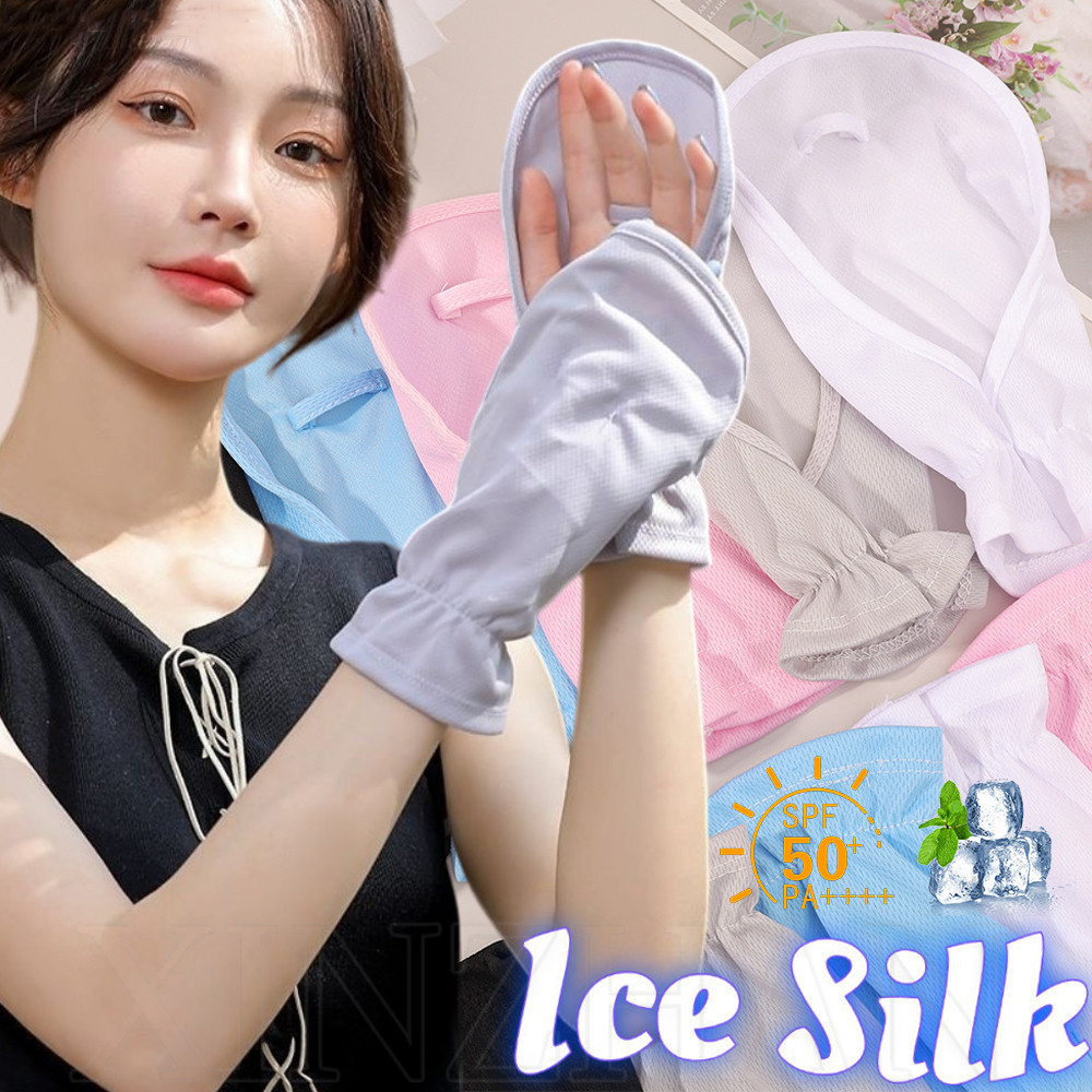 Găng Tay Chống Nắng Ice Silk - Găng Tay Mở Ngón Tay Đi Xe Đạp Ngoài Trời Cho Nữ - Găng Tay Che Nắng Chống Tia UV - Xuân Hè Phong Cách Mỏng, Chống Trơn Trượt, Thoáng Khí, Khô Nhanh Bảo Vệ Cổ Tay