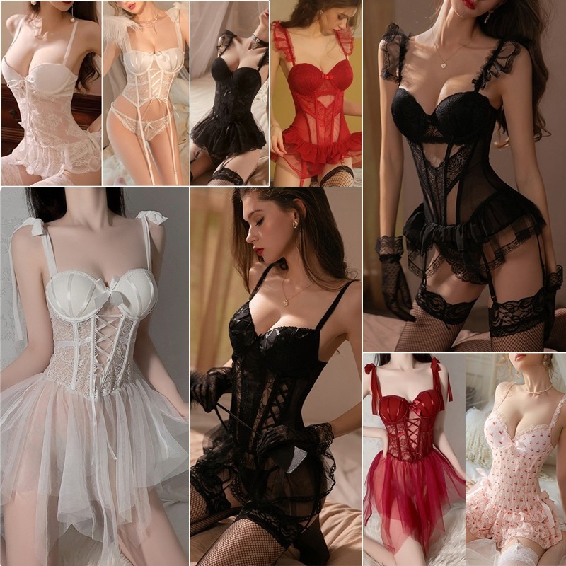 Ren Gợi Cảm Đồ Lót Gợi Cảm Suspender Tập Hợp Với Ngực Miếng Lót Bộ Đồ