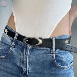 Y2K Thắt Lưng Da Nữ Retro Ngôi Sao Mặt Trăng Trang Trí Pin Khóa Thắt Lưng Cho Đầm Quần Jean Trang Trí Dây Thắt Lưng Phụ Kiện Mới