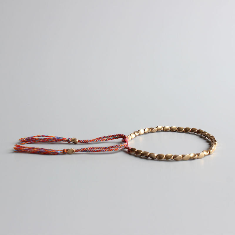 Đồng nguyên chất Handmade Hạt đồng Cặp đôi Vòng tay may mắn