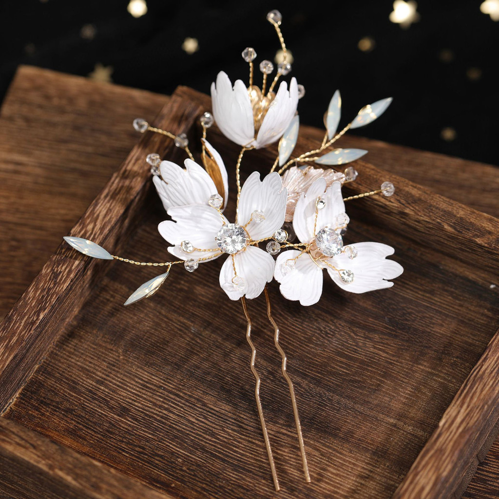 Kim Cương Giả Trang Trí Hoa Hợp Kim Kẹp Tóc Handmade Hình Lá Hoa Mũ Đội Đầu