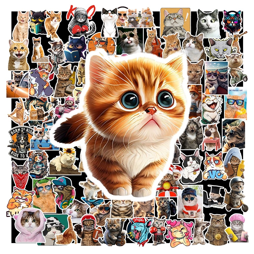 Set 50 Sticker Mèo Vui Nhộn – Chống Nước | Dán Laptop, Điện Thoại, Ván Trượt