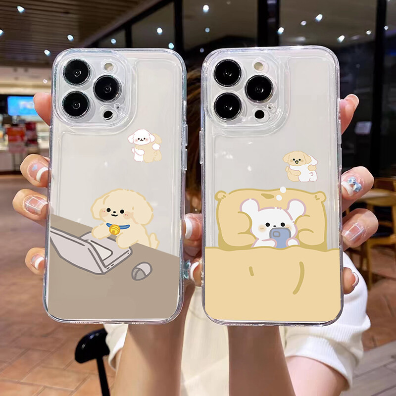 Ốp Lưng Cho IPhone 16e 16 15 14 13 12 11 Pro Max 15 16 Plus 13 12 Mini 7 8 SE Vỏ Chó Làm Việc Dễ Thương Ngủ Mèo Động Vật Trong Suốt Mềm Chống Sốc Hoạt Hình Trong Suốt