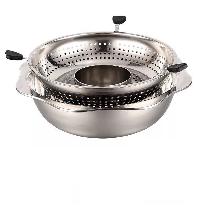 Nồi Lẩu Xoay Nâng 2 Tầng Cao Cấp Dùng Được Tất Cả Các Loại Bếp: Bếp Ga, Bếp Từ, Bếp Hồng Ngoại