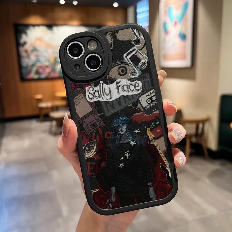TP-1 Sally Face Game Ốp Điện Thoại Da Đen Cho IPhone 13 12 17,15 11 14 Pro Max Mini X Xr 8 Plus SE2020 Mềm Silicone Co