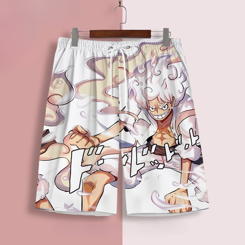 Quần short ONE PIECE cho nam, quần short in hình Anime Gear Fifth Luffy, quần short bãi biển mới cho thanh niên
