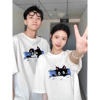HIIXIIVI Mới Phong Cách Hàn Quốc Thời Trang Nữ Quần Áo Rời Cặp Đôi Áo Thun Cotton Tay Ngắn Oversize Tee Nhân Quả Người Phụ Nữ Cổ Tròn Áo