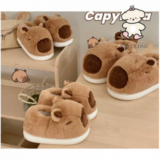 Xixitiao Dễ Thương Kapibara Cotton Dép Nam Nữ Nhà Ấm Lông Cừu Lót Dễ Thương Cặp Đôi Lông Dép