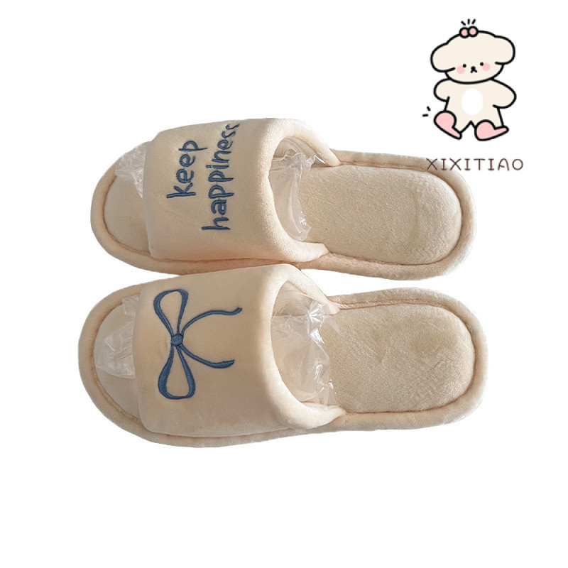 Xixitiao Dép Cotton Mềm Đế Bằng Nữ Thu Đông Cao Cấp 2024 Phong Cách Mới Sáng Tạo