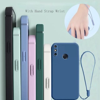 Thời trang mới Huawei Y6P Y5P Y7P 2020 Y9S Honor 10 Lite Khung cản vuông mỏng Vỏ silicon TPU mềm có dây đeo cổ tay