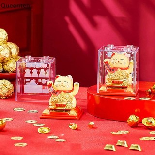 Queenten May Mắn Chạy Bằng Năng Lượng Mặt Trời vẫy Tay Beckoning Xoay Nút Cho Gia Đình Để Bàn Đồ Trang Trí Mang Lại May Mắn Giàu Có Trang Trí Xe Đồ Trang Trí QT