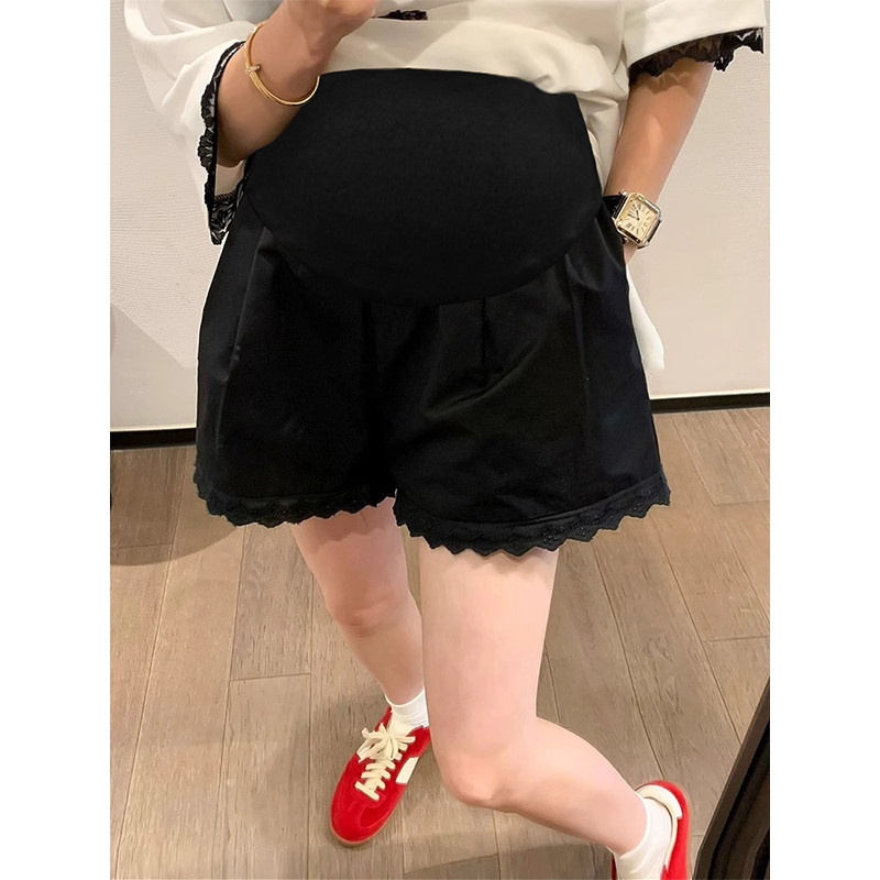 Quần bà bầu mùa hè ren ngọt ngào Quần short nâng bụng thông thường