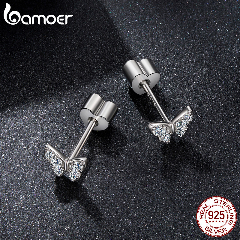 Bamoer 925 Sterling Sliver Bông Tai Bướm Moissanite Trang Sức Quà Tặng Cho Nữ